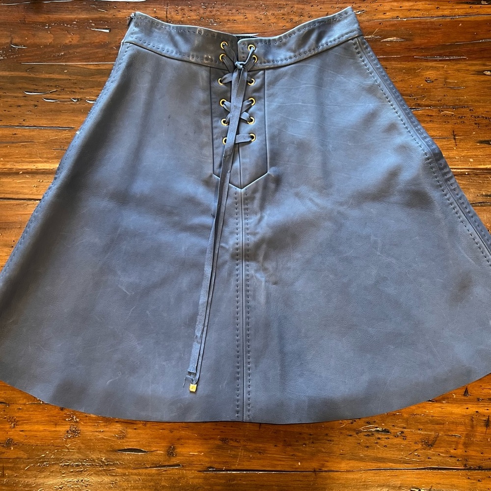 Rebecca Taylor blue leather skirt